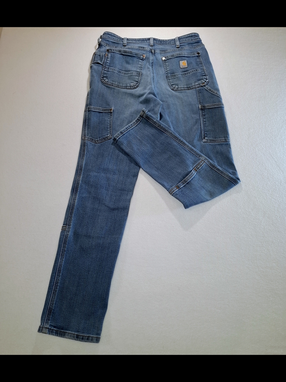 Carhartt Womens 10 Tall Light Blue Straight-Leg Carpenter Jeans - Picture 10 of 11